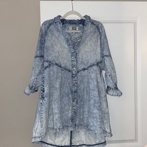 Free People acid-wash denim mini dress